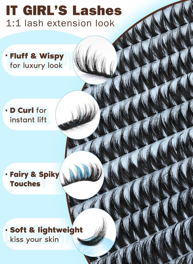 Goddvenus Fluffy Wispy Lash Clusters Kit Natural Eyelashes Clusters D Curl Cluster Eyelash Extensions Lightweight Individual Lashes DIY Eyelash Extension Kit with Waterproof Lash Cluster Glue - Image 5